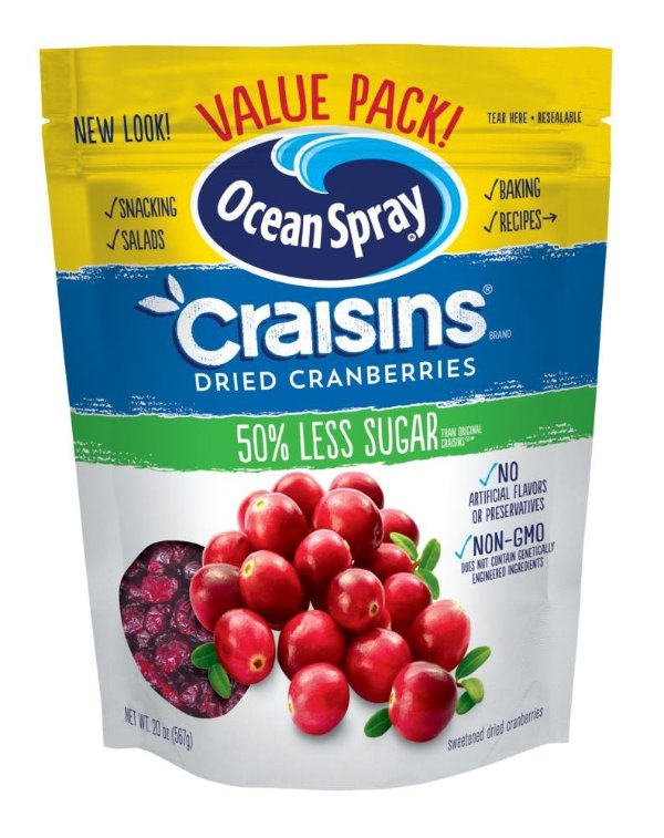 Ocean Spray Craisins Dried Cranberries Reduced Sugar 20 oz
