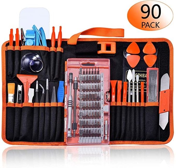 90pcs Electronics Repair Tool Kit Professional, Precision Screwdriver Set Magnetic for Fix Open Pry Cell Phone, Apple iPhone, Computer, PC, Laptop, Tablet, iPad, Macbook with Portable Bag