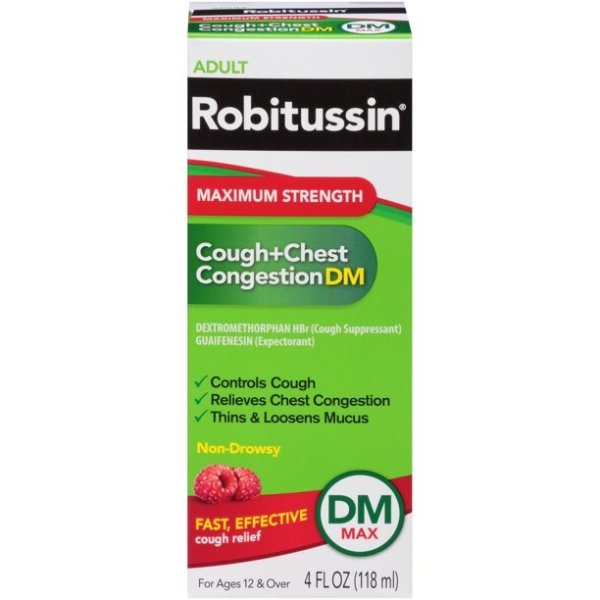 Robitussin Maximum Strength Cough and Chest Congestion DM Liquid Medicine, 4 fl. Oz