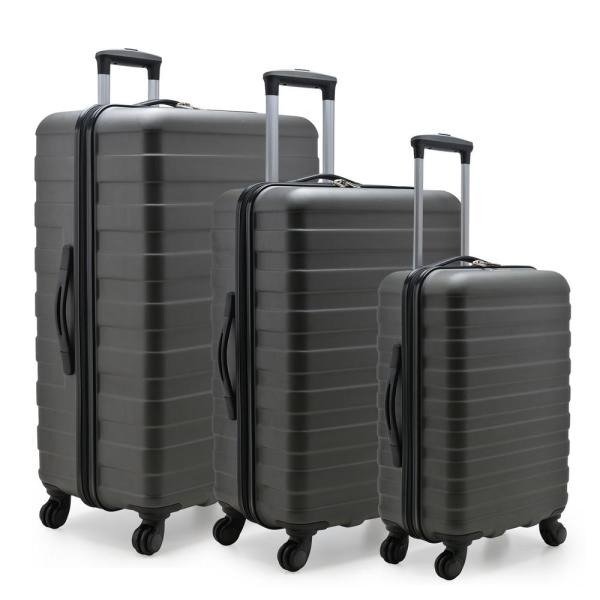 Cypress Colorful 3-Piece Charcoal Hardside Spinner Luggage Set