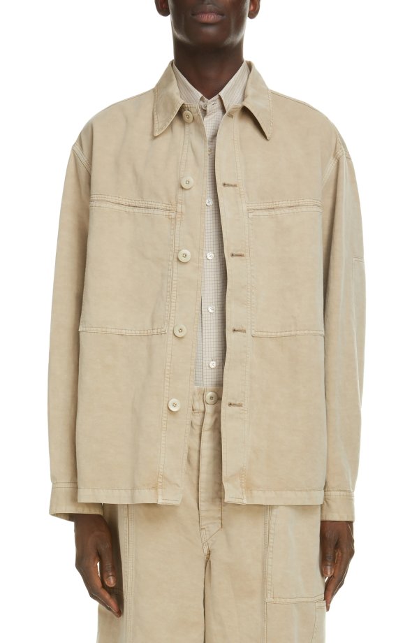 Workwear Cotton & Linen Button-Up Overshirt