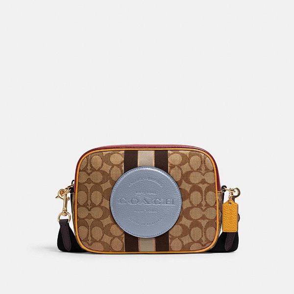 Dempsey Camera Bag in Signature Jacquard With Stripe and Coach Patch