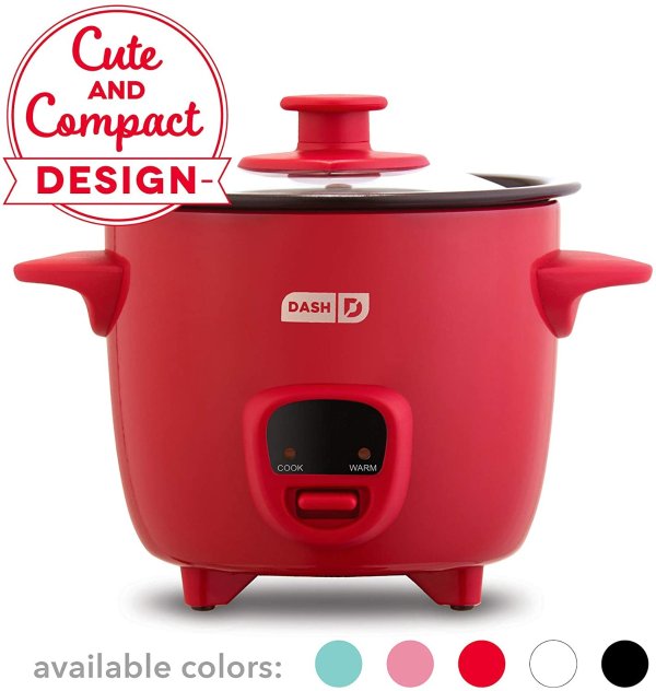 Mini Rice Cooker Steamer with Removable Nonstick Pot