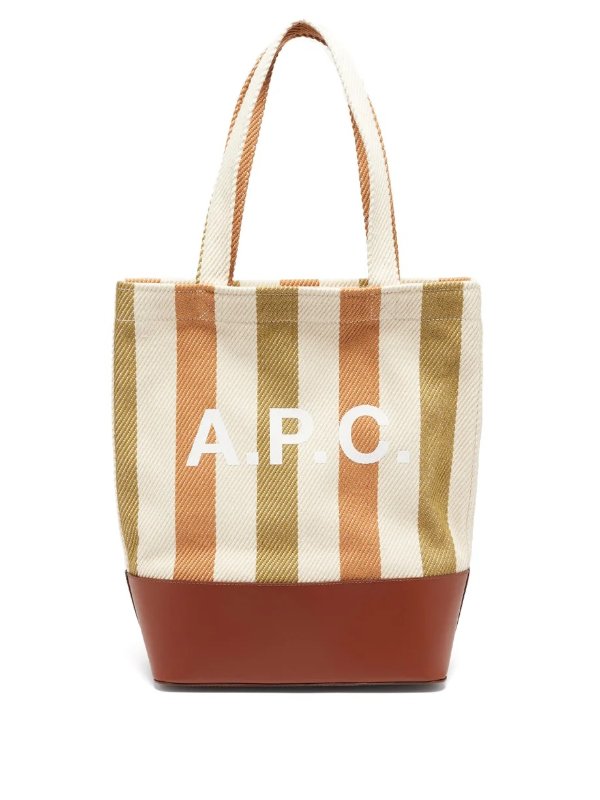 Axelle leather-trim logo-print canvas tote bag | A.P.C.