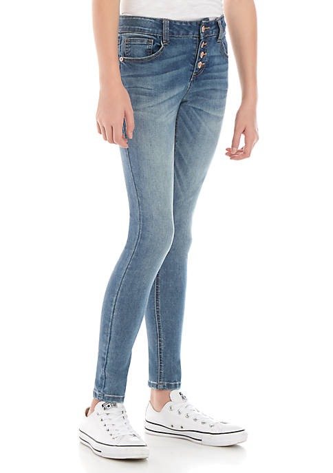 Girls 7-16 Air 4 Button Exposed Fly Silas Medium Wash Jeggings