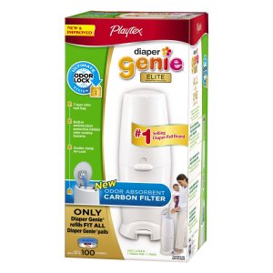 Playtex Diaper Genie Elite Pail System with Odor Lock Carbon Filter, 100 Count