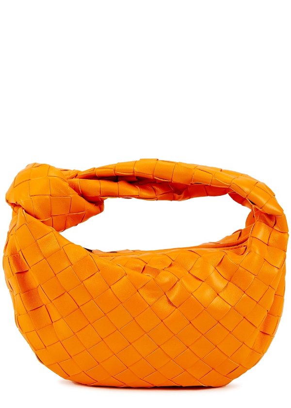 Jodie Intrecciato mini orange leather top handle bag