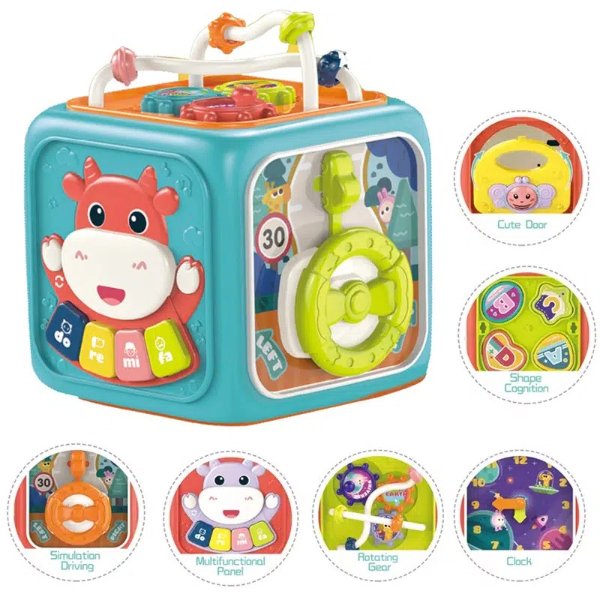 6 Sides Cartoon Educational Toys Multifunction Colorful Musical Kid Baby Activity Cube Toy Baby Music Cube | Shop Now For Limited-time Deals | Temu
