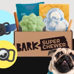 Free AirTag & BARK Harness HolderSuper Chewer by Barkbox Surprise Dog Box