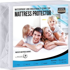 Utopia Bedding Premium Waterproof Terry Mattress Protector Queen