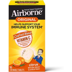 Vitamin C 1000mg - Airborne Citrus Chewable Tablets (96 count in a box)