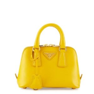 Prada Mini Saffiano Promenade Bag, Yellow (Soleil) @ Neiman Marcus