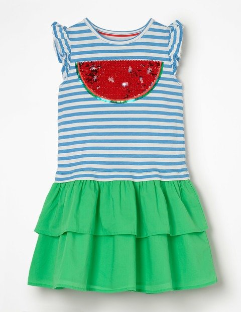 Colour-Change Sequin Dress - White/Blue Watermelon | Boden US