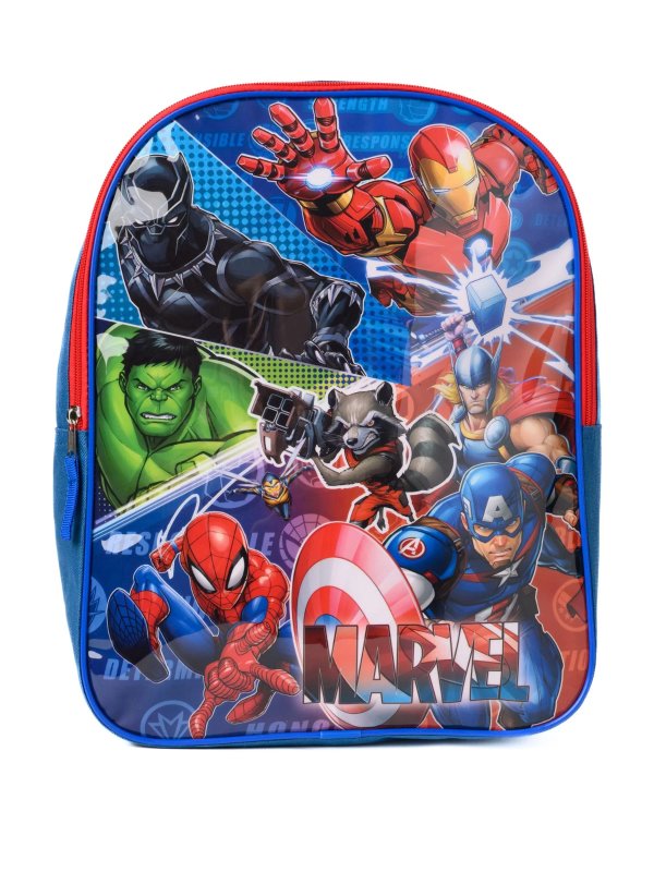 Avengers Backpack 15" Spider-Man Iron Man Thor Super Hero Boys Kids Blue