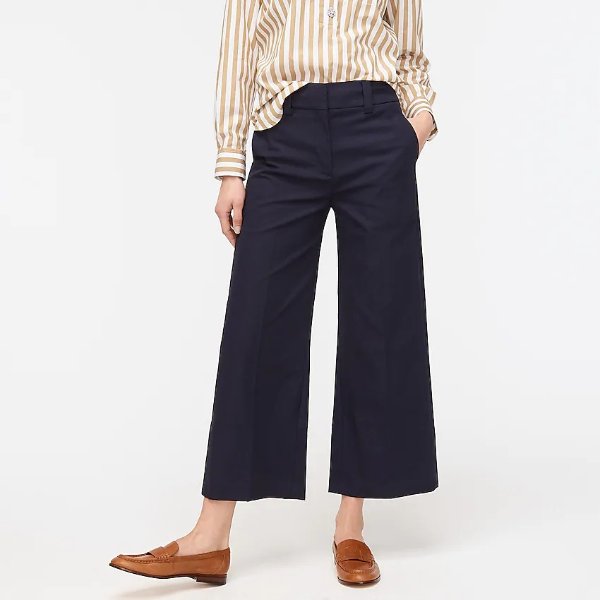 Cropped wide-leg pant in chino