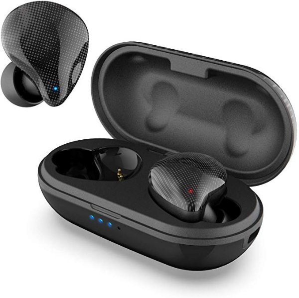 ICON True Wireless Earbuds, Stereo Sound, 30 Hours Playtime, Bluetooth 5.0, One-Step Pairing, Touch Control, Passive Noise Canceling, IPX5 Waterproof for Outdoor and Indoor Activities-Black