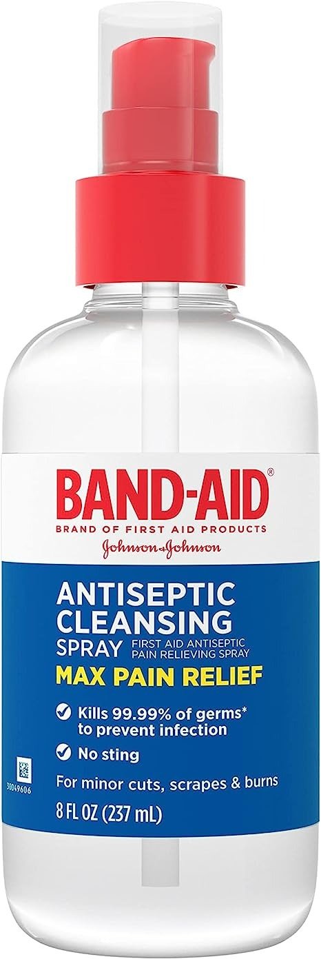 -Aid Brand Antiseptic Cleansing Spray, First Aid Antiseptic Spray Relieves Pain & Kill Germs, with Benzalkonium Cl Wound Antiseptic & Pramoxine HCl Topical Analgesic, 8 fl. oz