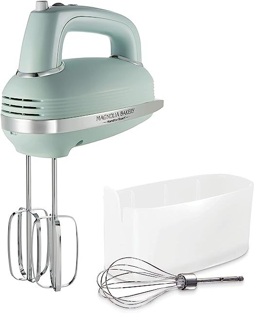 Magnolia Bakery 5-Speed Electric Hand Mixer by Hamilton Beach, Powerful 1.3 Amp DC Motor for Effortless Mixing & Consistent Speed in Thick Ingredients, Slow Start, Beaters and Whisk, Green (62601)