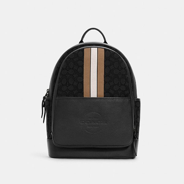 Thompson Backpack in Signature Jacquard With Varsity Stripe