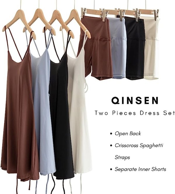 QINSEN 2件式 网球高尔夫裙