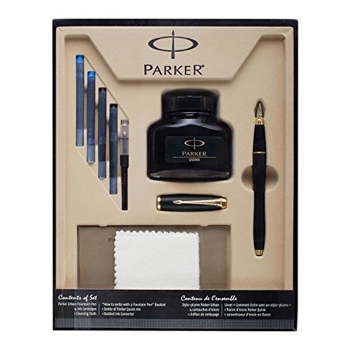 Urban Black and Gold Fountain Pen kit with 4 Ink (1760841)