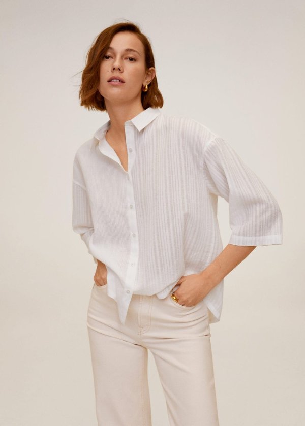 Striped textured shirt - Women | OUTLET USA