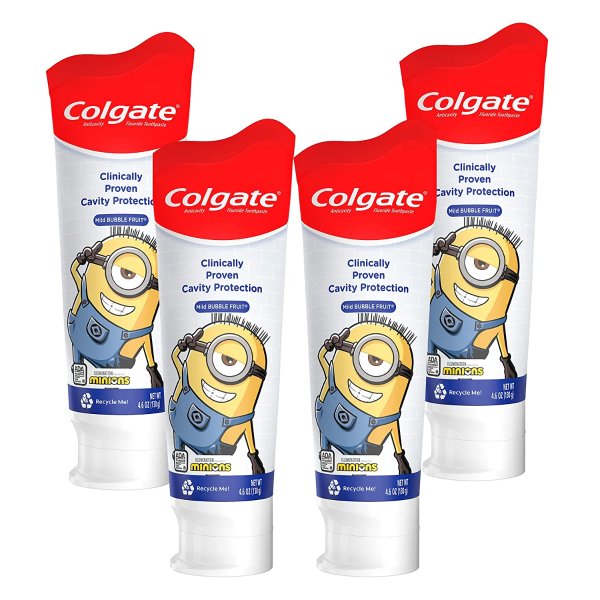 儿童含氟防蛀牙膏4支装，4.6盎司