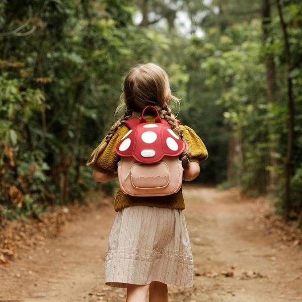 Zoy zoii Mushroom Backpack for Kids, Cute Kindergarten Mini Travel Bag, Nice Preschool Gift for Toddler Girls Boys 3-6