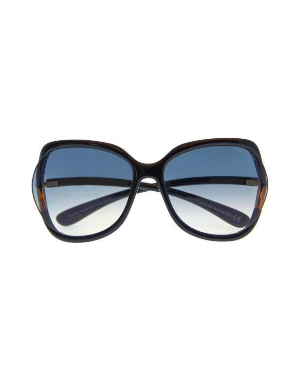 Shiny Black & Blue Oversized Sunglasses FT0578-6001W