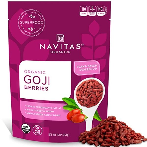 Goji Berries, 16 oz. Bag, 15 Servings — Organic, Non-GMO, Sun-Dried, Sulfite-Free
