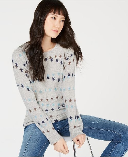 Cashmere Star-Print Sweater, Created for Macy's