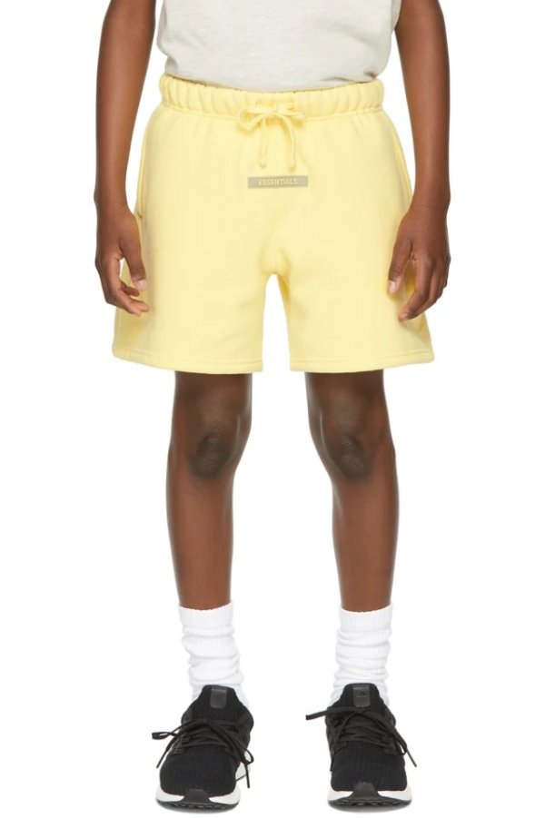 Kids Yellow Fleece Sweat Shorts