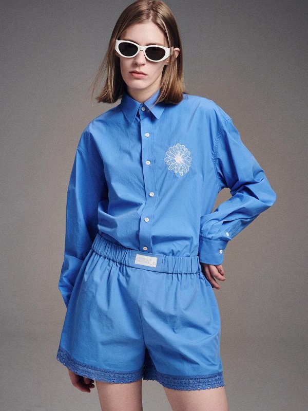 Cotton Lace Shorts_Blue