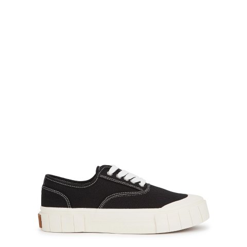 Ace black woven canvas flatform sneakers