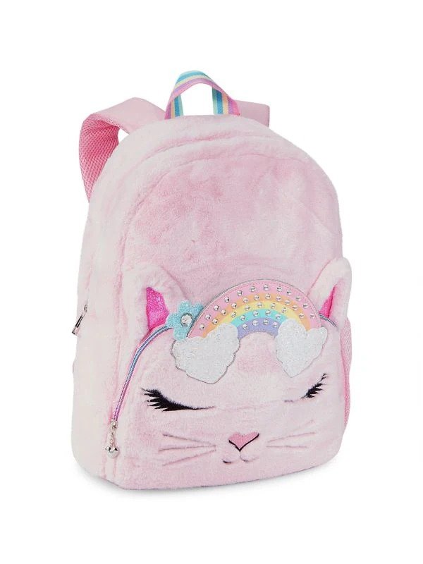 ​Girl’s Bella Rainbow Crown Faux Fur Large Backpack