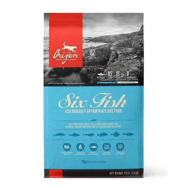 ORIJEN Six Fish Grain-Free Dry Dog Food, 13-lb bag - Chewy.com
