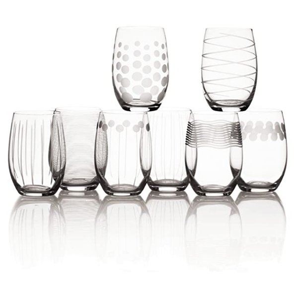 Cheers Stemless Wine Glass, 17-Ounce, Set of 8
