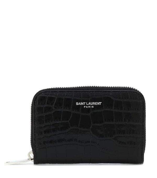 Croc-embossed leather wallet