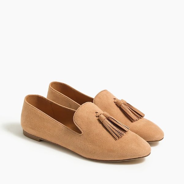 Faux-suede smoking loafers with tassels