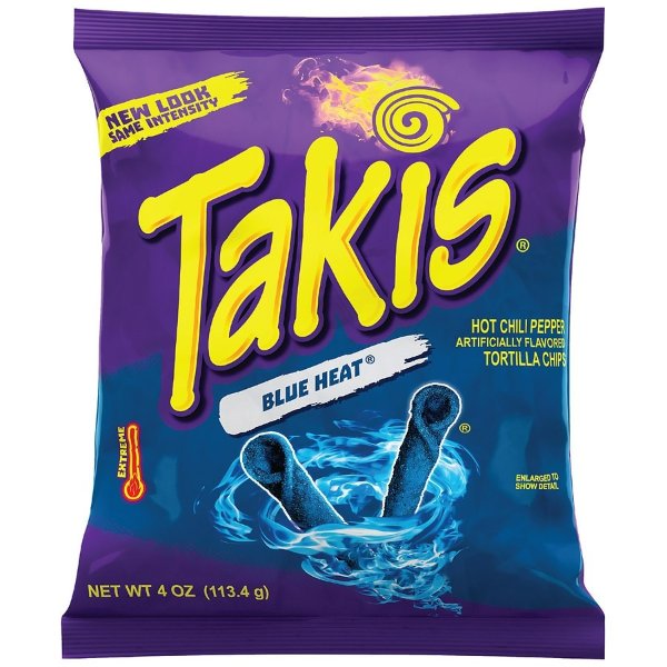 Takis Blue Heat Rolled Tortilla Chips Hot Chili Pepper & Lime