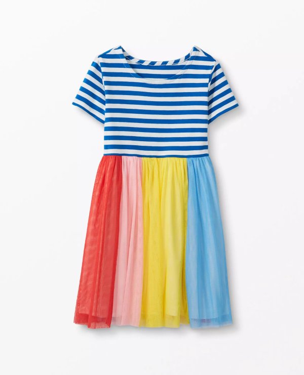 Rainbow Stripe Dress In Soft Tulle
