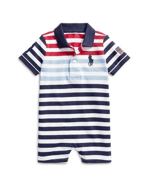 Boys' Striped Polo Shirt Romper - Baby