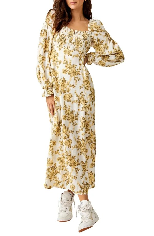 Jaymes Floral Smocked Long Sleeve Maxi Dress