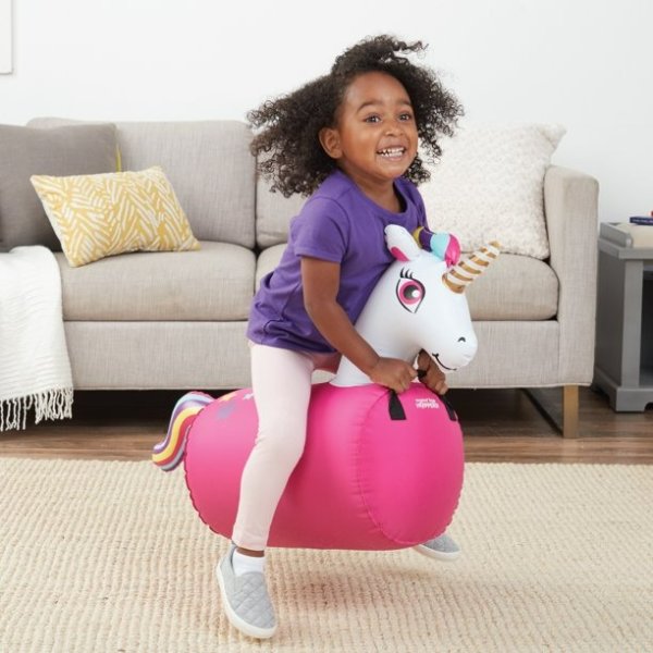 Waddle Pink Unicorn Hip Hopper Inflatable Hopping Animal Bouncer, Ages 2 and Up, Supports Up to 85 Pounds
