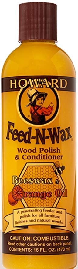 Howard FW0016 Feed-N-Wax Wood Polish and Conditioner, Beeswax & Orange Oil, 16-Ounce