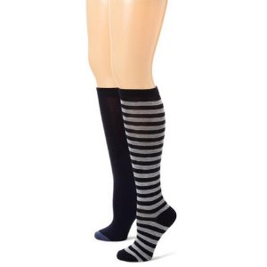 lein Women's 2 Pair Pack Stripe Tip Knee Socks