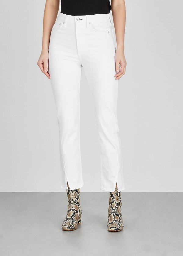 Nina white straight-leg jeans