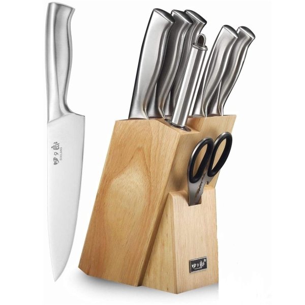 SIXILANG 高碳不锈钢厨房刀具套装 8件套 一体式刀身更耐用