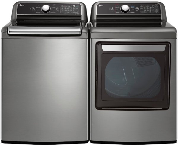 LG LGWADREV400 Side-by-Side Washer & Dryer Set with Top Load Washer and Electric Dryer in Graphite Steel