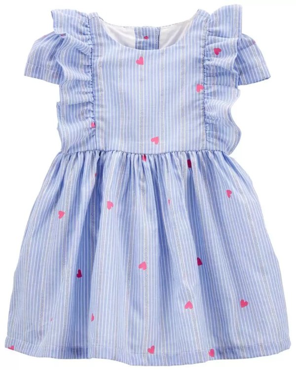 Sparkle Stripe Heart Print Dress